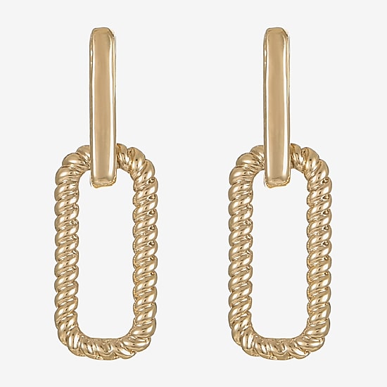 Liz Claiborne Rope Twist Paperclip Womens Oval Hypoallergenic Drop Earrings