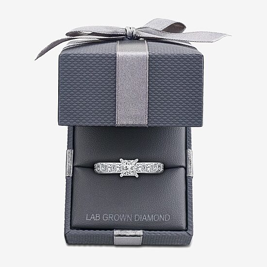 Signature By Modern Bride (F / Vs2) Womens 2 CT. T.W. Lab Grown White Diamond 10K Gold Side Stone Engagement Ring