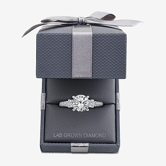 Love Lives Forever (F / Vs2) Womens 2 1/2 CT. T.W. Lab Grown White Diamond 10K Gold Round Side Stone Eternity Engagement Ring