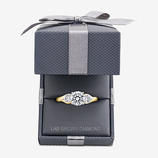 Love Lives Forever (G / Si1-Si2) Womens 2 CT. T.W. Lab Grown White Diamond 10K Gold Round 3-Stone Engagement Ring