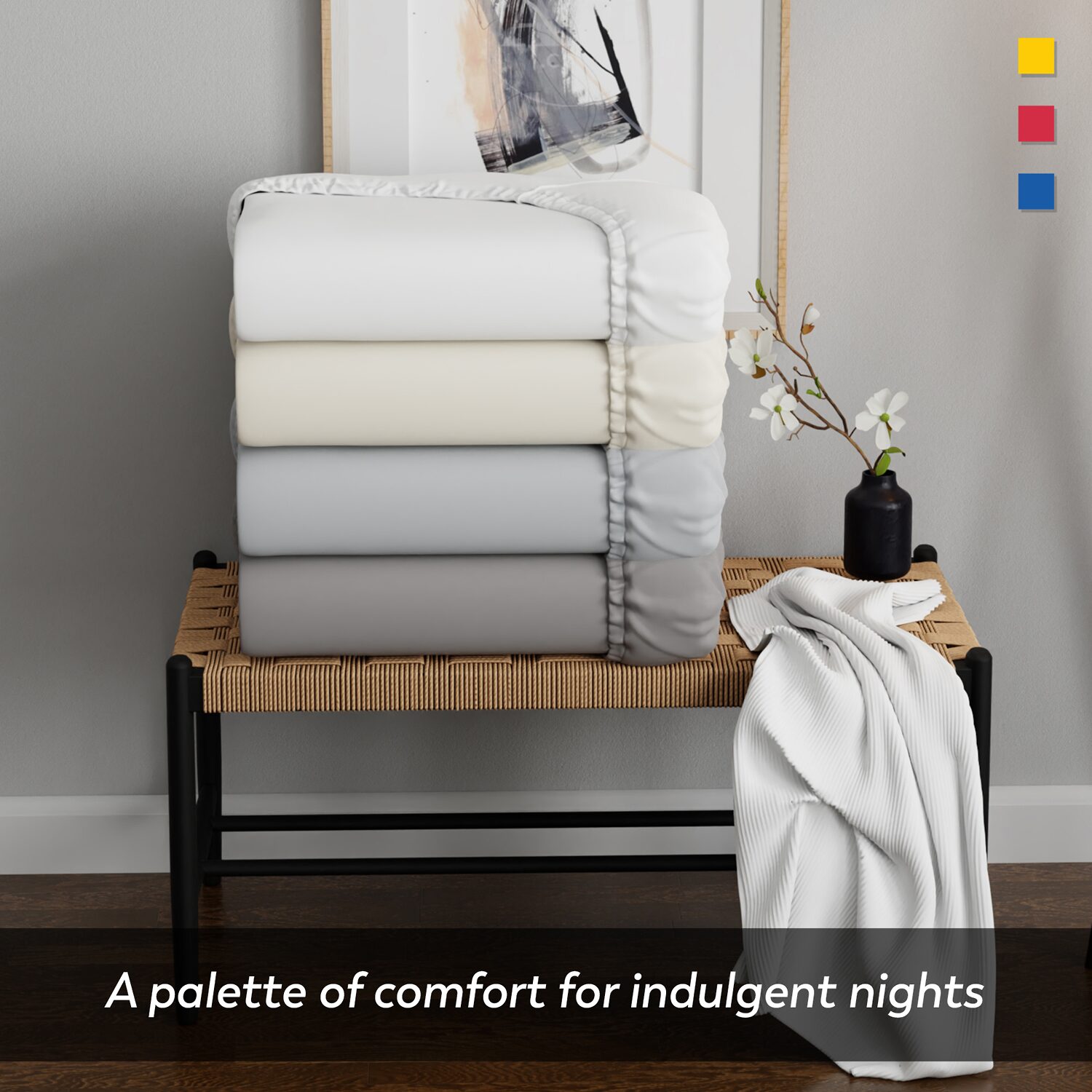 Color Sense 100% Cotton Cool & Crisp Lightweight 2 Fitted Sheets Sheet