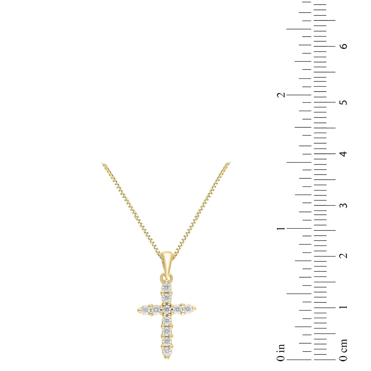 Womens 1/ CT. T.W. Natural White Diamond 14K Gold Cross 18 Inch Pendant Necklace