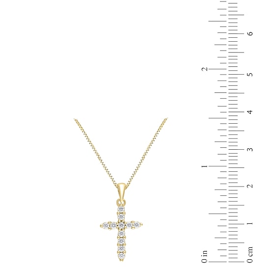 Womens 1/4 CT. T.W. Natural White Diamond 14K Gold Cross 18 Inch Pendant Necklace