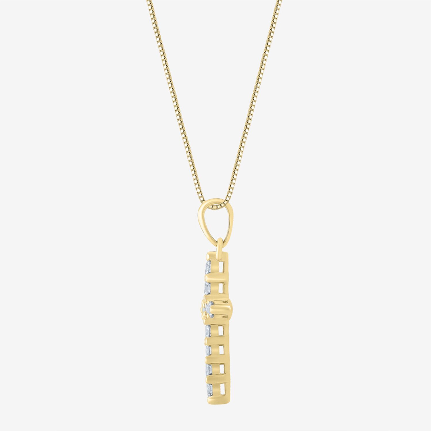 Womens 1/ CT. T.W. Natural White Diamond 14K Gold Cross 18 Inch Pendant Necklace