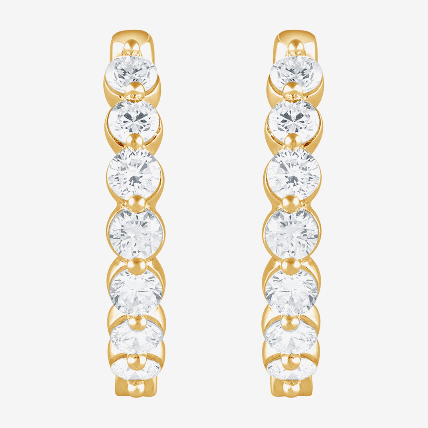 (G / Si1-Si2) Womens 2 CT. T.W. Lab Grown White Diamond Sterling Silver 20.1mm Hoop Earrings