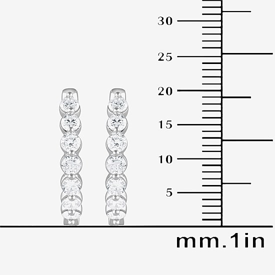 (G / Si1-Si2) Womens 2 CT. T.W. Lab Grown White Diamond Sterling Silver 20.1mm Hoop Earrings