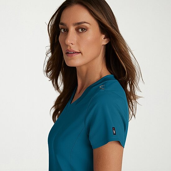 Grey's Anatomy™ by Barco Spandex Stretch Direct Grst185 Bolt 3-Pocket\N Womens Plus V Neck Short Sleeve Stretch Fabric Moisture Wicking Wrinkle Resistant Scrub Top