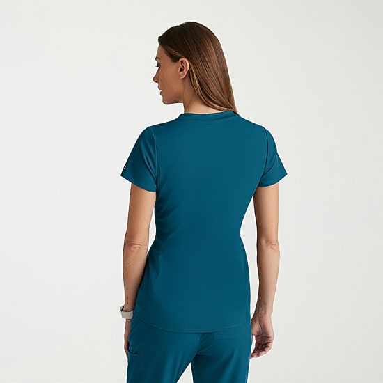 Grey's Anatomy™ by Barco Spandex Stretch Direct Grst185 Bolt 3-Pocket\N Womens V Neck Short Sleeve Stretch Fabric Moisture Wicking Wrinkle Resistant Scrub Top