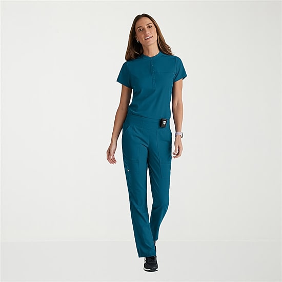 Grey's Anatomy™ by Barco Spandex Stretch Direct Grst186 Rush 1-Pocket Snap Collar Womens Short Sleeve Stretch Fabric Moisture Wicking Wrinkle Resistant Scrub Top