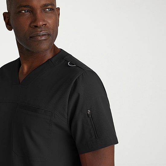 Grey's Anatomy™ by Barco Spandex Stretch Direct Grst188 Rapid 2-Pocket Mens Big and Tall V Neck Short Sleeve Stretch Fabric Moisture Wicking Wrinkle Resistant Scrub Top