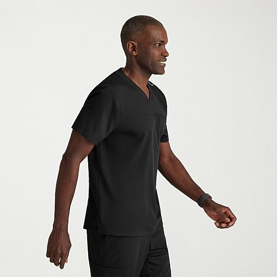 Grey's Anatomy™ by Barco Spandex Stretch Direct Grst188 Rapid 2-Pocket Mens V Neck Short Sleeve Stretch Fabric Moisture Wicking Wrinkle Resistant Scrub Top