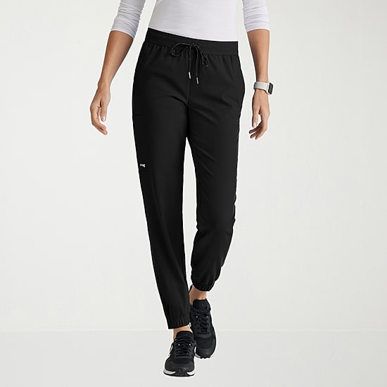 Grey's Anatomy™ by Barco Spandex Stretch Direct Grsp632 Dash 5-Pocket Mid-Rise Jogger Womens Plus Tall Stretch Fabric Moisture Wicking Wrinkle Resistant Scrub Pant