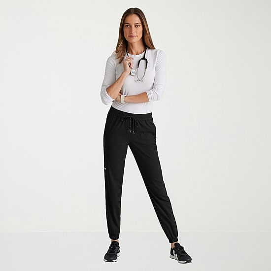 Grey's Anatomy™ by Barco Spandex Stretch Direct Grsp632 Dash 5-Pocket Mid-Rise Jogger Womens Plus Tall Stretch Fabric Moisture Wicking Wrinkle Resistant Scrub Pant