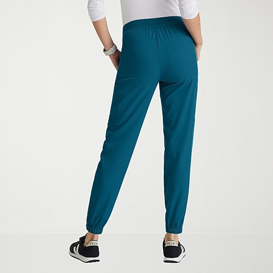 Grey's Anatomy™ by Barco Spandex Stretch Direct Grsp632 Dash 5-Pocket Mid-Rise Jogger Womens Petite Stretch Fabric Moisture Wicking Wrinkle Resistant Scrub Pant