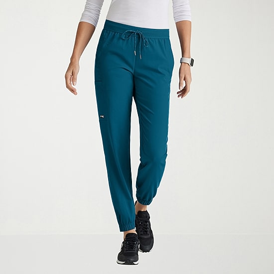 Grey's Anatomy™ by Barco Spandex Stretch Direct Grsp632 Dash 5-Pocket Mid-Rise Jogger Womens Petite Stretch Fabric Moisture Wicking Wrinkle Resistant Scrub Pant