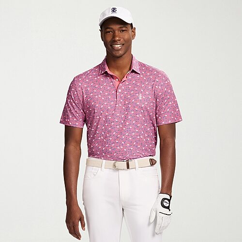 Izod Swingflex Elite Fashion Print Mens Classic Fit Short Sleeve Polo Shirt In Red