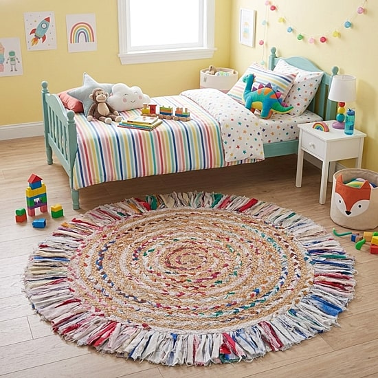 Brynn Avril Bordered Braided Stain Resistant Indoor Round Area Rug