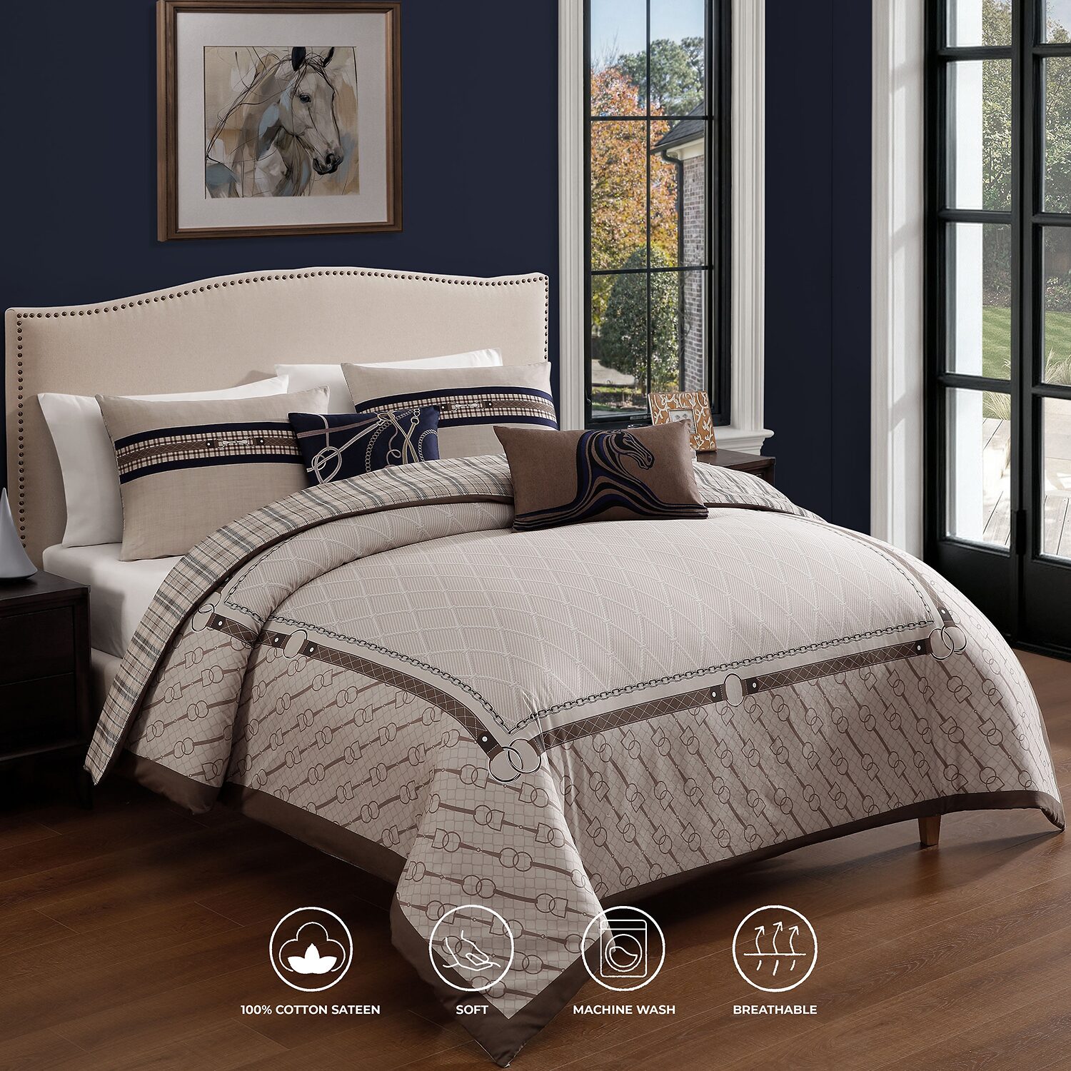 Bebejan Equestrian 5-pc. Reversible Comforter Set