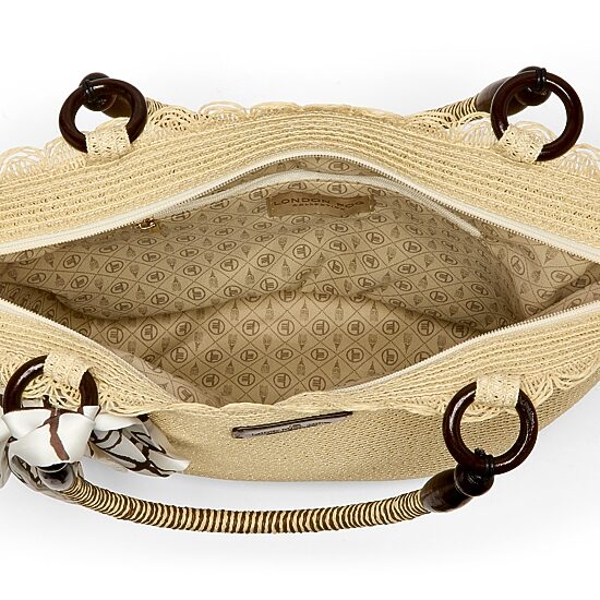 London Fog Straw With Wide Braided Tote Bag