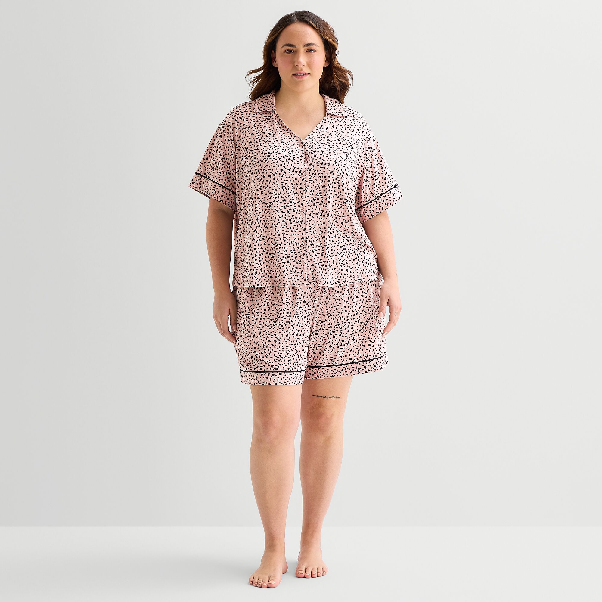Ambrielle Womens Short Sleeve 2-pc. Plus Pajama Set