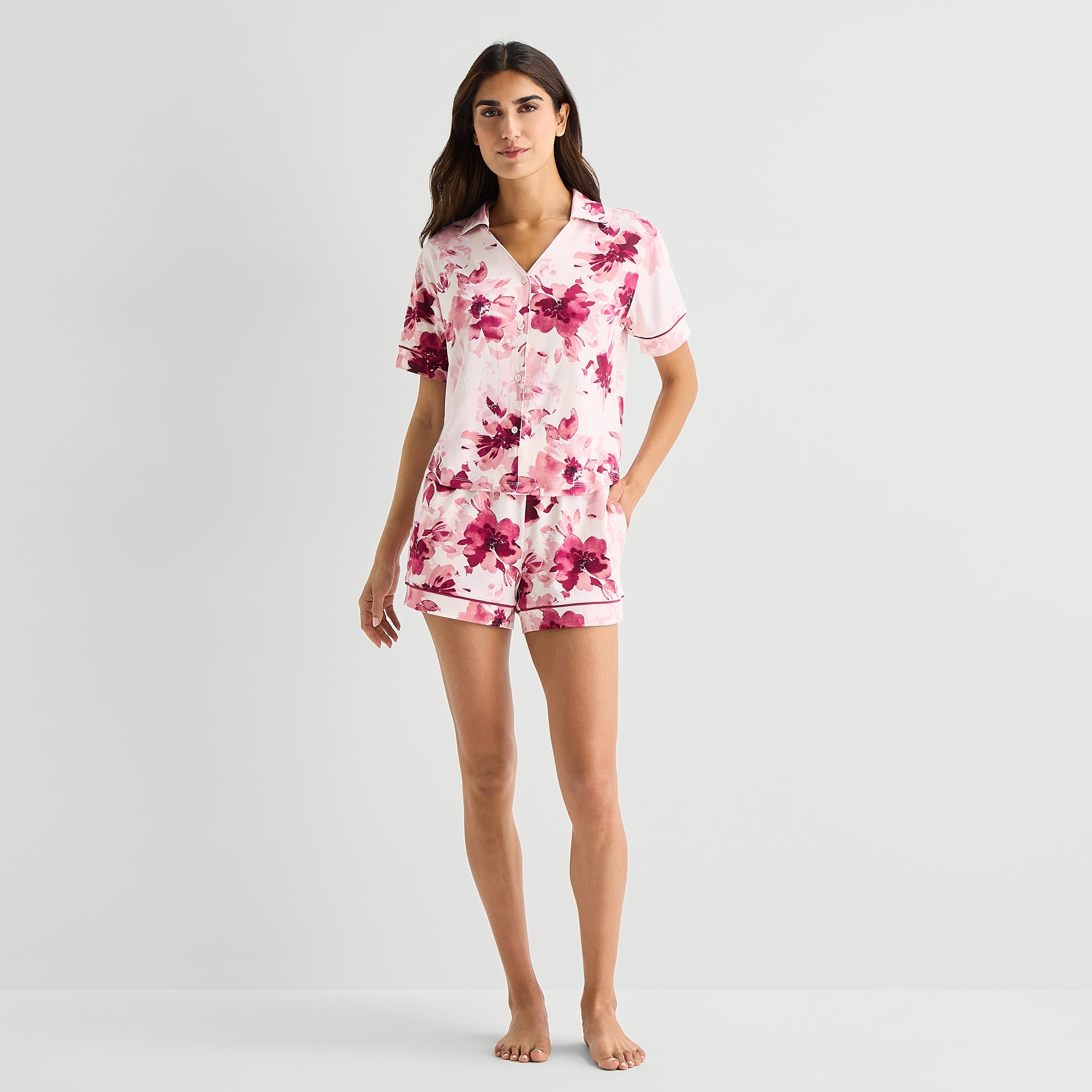 Ambrielle Womens Short Sleeve 2-pc. Pajama Set
