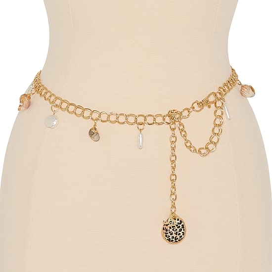 JS Jessica Simpson Shell Charm Chain Womens Belt