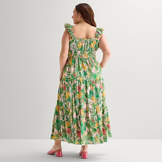 Melonie T Womens Plus Square Neck Sleeveless Maxi Dress