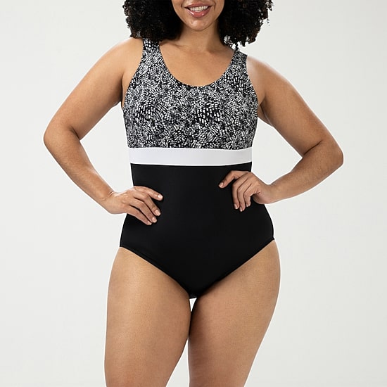 Dolfin Womens Striped Moderate Coverage One Piece Swimsuit