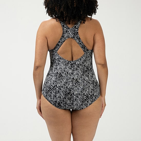 Dolfin Womens Striped Moderate Coverage One Piece Swimsuit