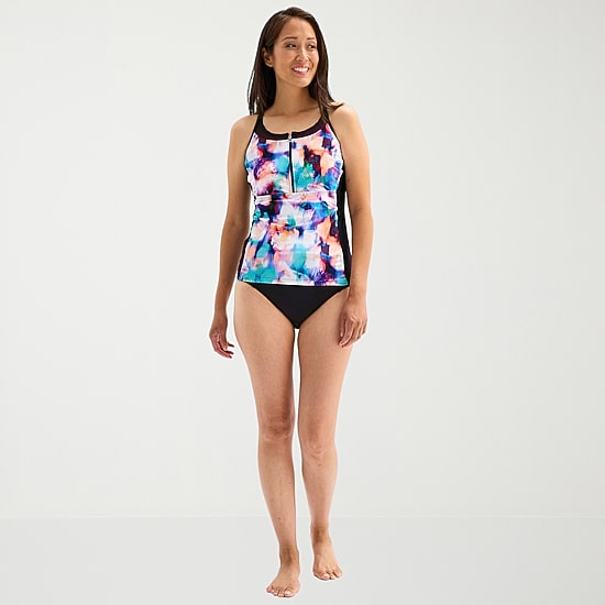 Free Country Womens Stretch Fabric Floral Tankini Swimsuit Top