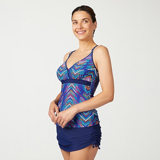 Free Country Womens Stretch Fabric Chevron Tankini Swimsuit Top