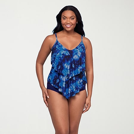 Trimshaper Womens Leaf Tankini Swimsuit Top, Color: Trop