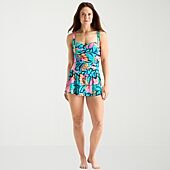 Liz Claiborne Womens Tropical Floral Swim Dress