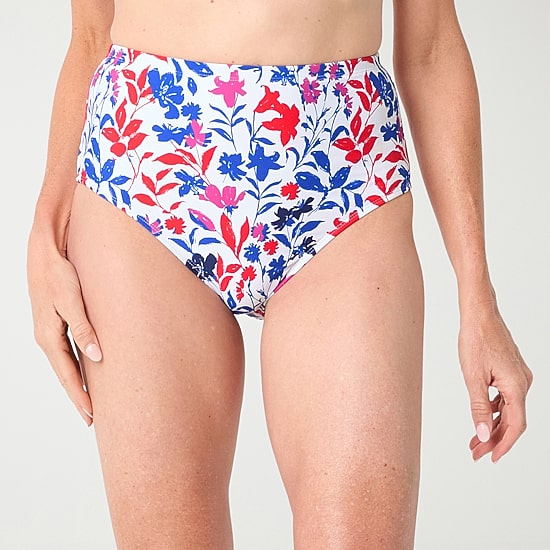 Liz Claiborne Comfort Waistband Floral Brief Bikini Swimsuit Bottom