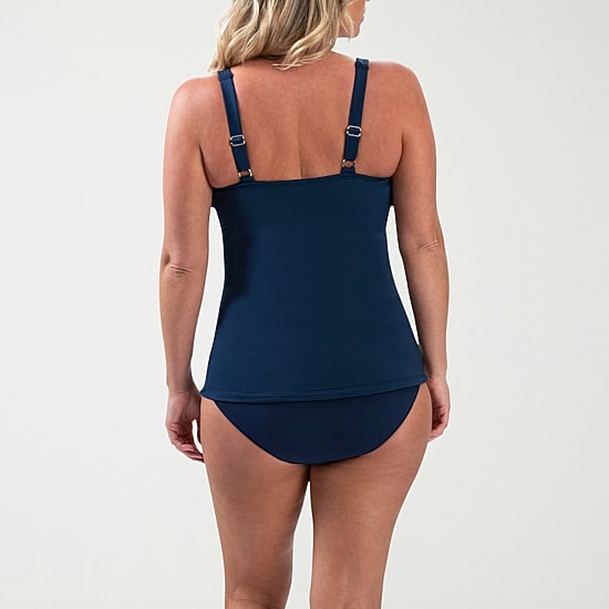 Dolfin Aquashape Wrap Front Womens Comfort Straps Lined Stretch Fabric Tankini Swimsuit Top