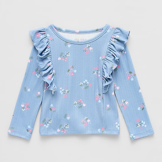 Okie Dokie Baby Girls Round Neck Long Sleeve T-Shirt