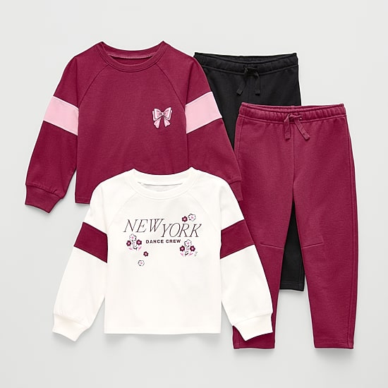 Okie Dokie Toddler & Little Girls French Terry 4-pc. Pant Set