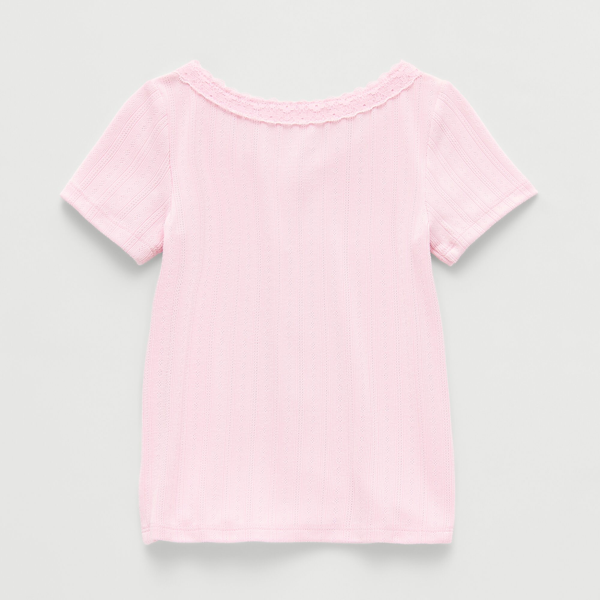 Okie Dokie Toddler & Little Girls Short Sleeve Regular Fit Lace Trim Shirt