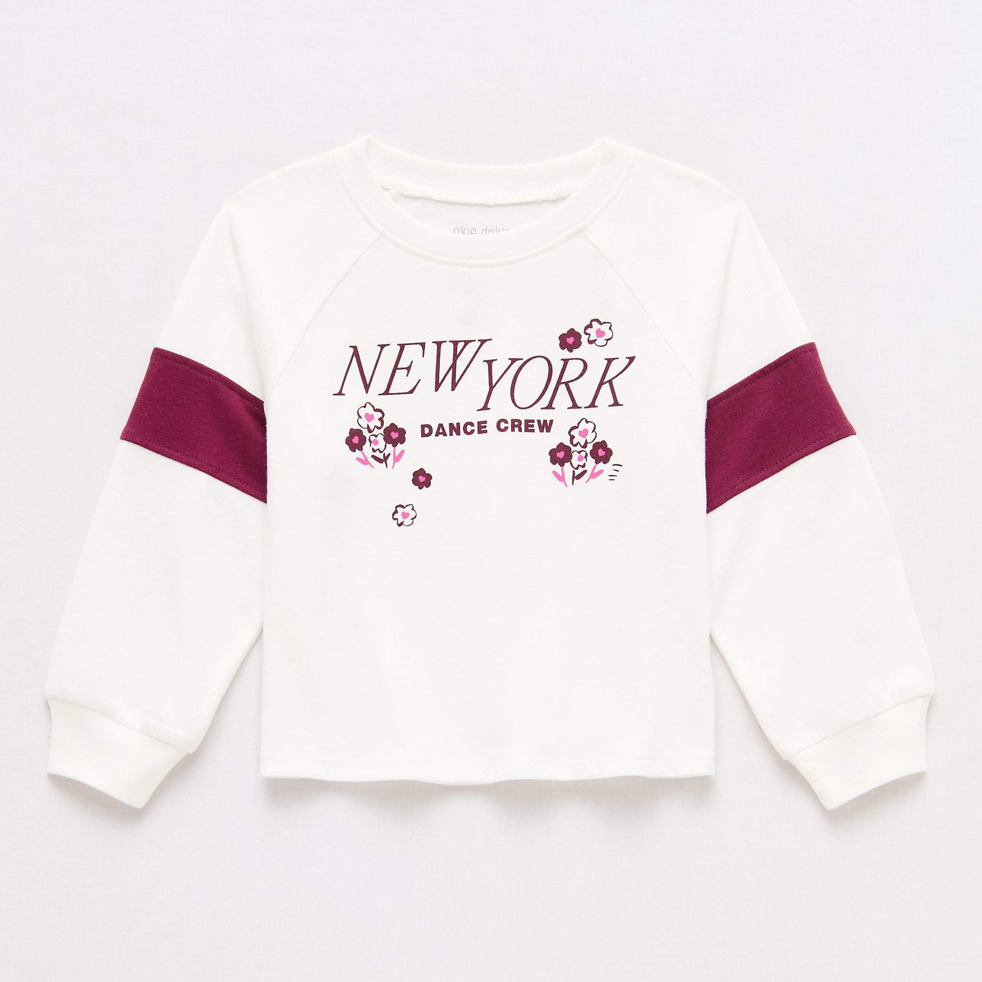 Okie Dokie Toddler & Little Girls Round Neck Long Sleeve Relaxed Fit Graphic T-Shirt