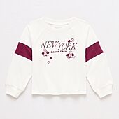 Okie Dokie Toddler & Little Girls Round Neck Long Sleeve Relaxed Fit Graphic T-Shirt