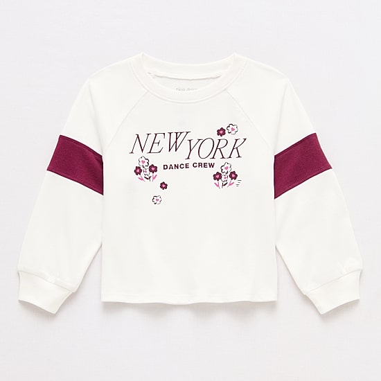 Okie Dokie Toddler & Little Girls Round Neck Long Sleeve Relaxed Fit Graphic T-Shirt