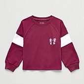 Okie Dokie Toddler & Little Girls Round Neck Long Sleeve Relaxed Fit Graphic T-Shirt