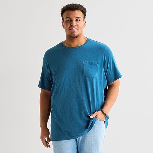 mutual weave Mens Crew Neck Short Sleeve Big and Tall T-Shirt, 3x-large, Blue