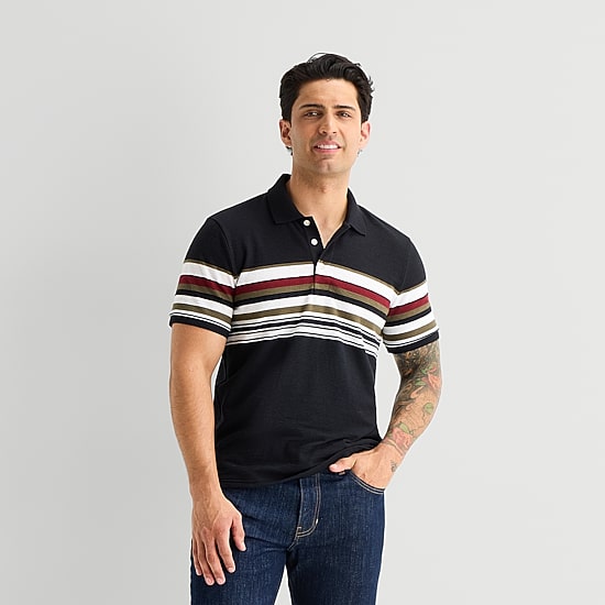 mutual weave Mens Relaxed Fit Short Sleeve Polo Shirt