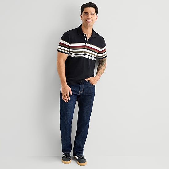 mutual weave Mens Relaxed Fit Short Sleeve Polo Shirt