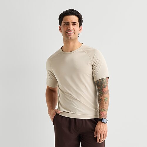 Xersion Mens Crew Neck Short Sleeve Quick Dry T-Shirt, X-large, Beige