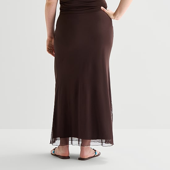 Forever 21 Womens Juniors Plus Mid Rise Maxi Skirt