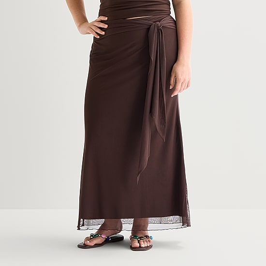 Forever 21 Womens Juniors Plus Mid Rise Maxi Skirt