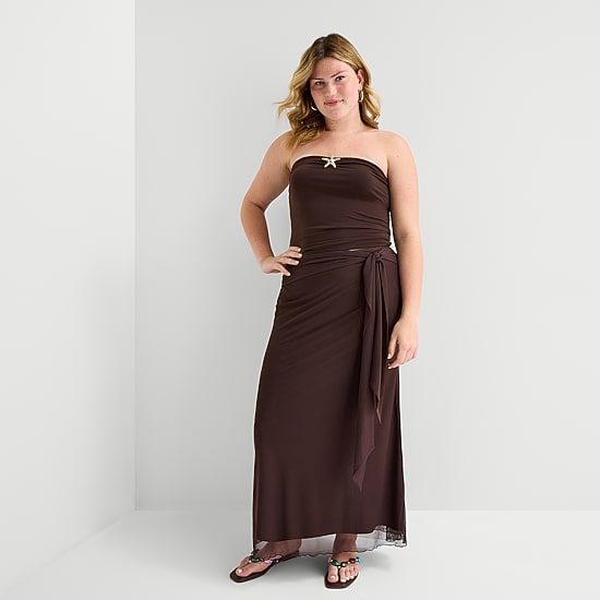 Forever 21 Womens Juniors Plus Mid Rise Maxi Skirt