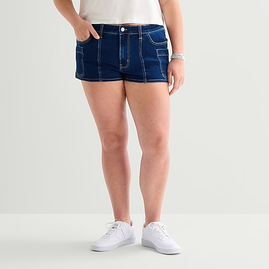 Arizona Womens 2 1/2" Low Rise Juniors Plus Denim Short